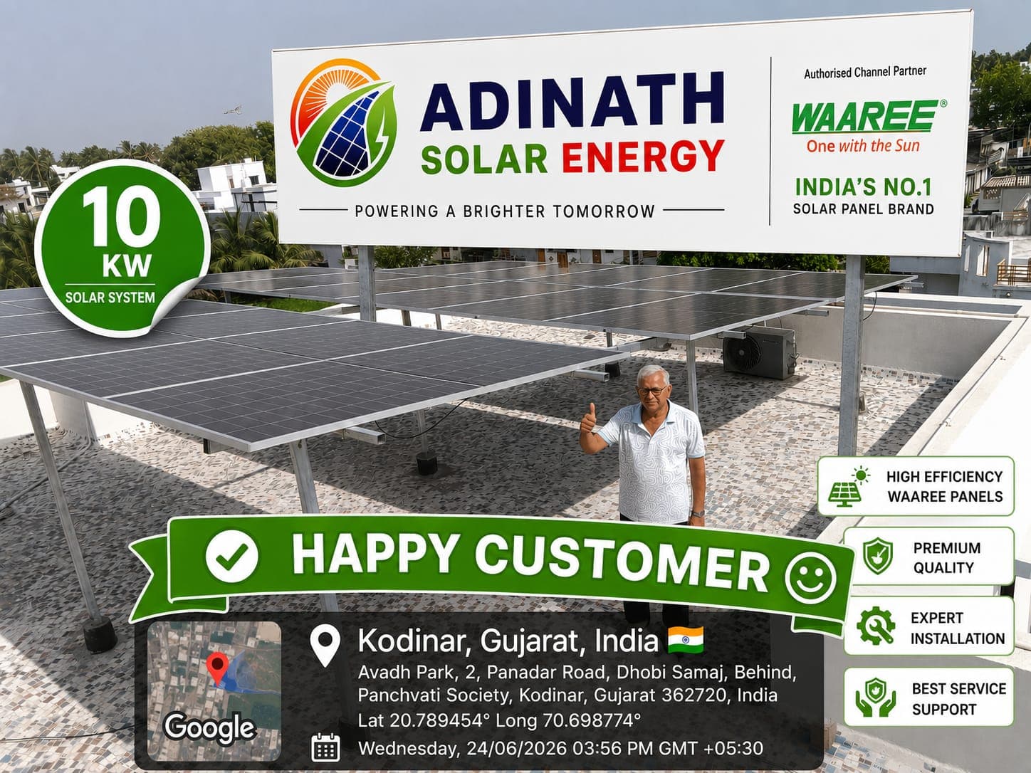 Rooftop Solar Installation for Kishorbhai Virabhai Zankat